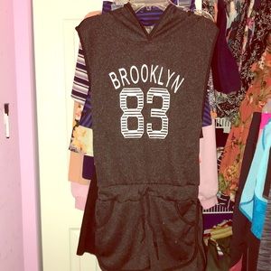 Juniors Heather Grey Sweatsuit/Romper